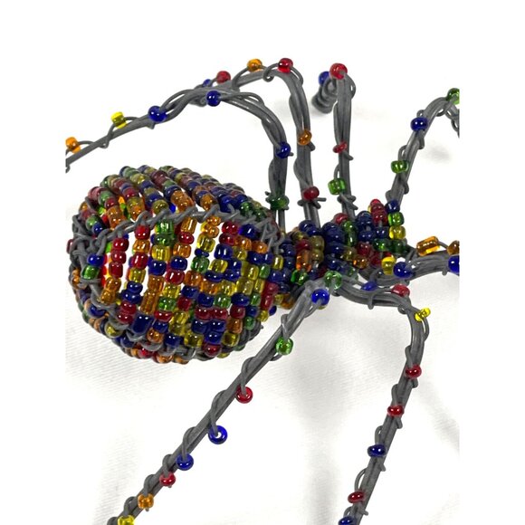 Tarantula Spider African Art Handmade Blue Multicolor Beaded Wire South Africa - Picture 10 of 11